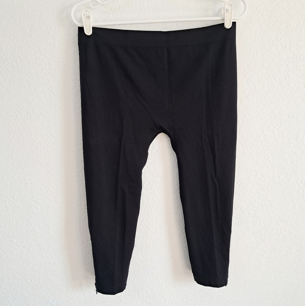 Soho Lady Women's Black Capri Leggings Seamless Zip Rhinestones Seamless Yoga OS
